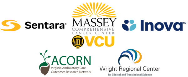 Sentara, VCU Massey Comprehensive Cancer Center, INOVA, ACORN, Wright Regional Center logos